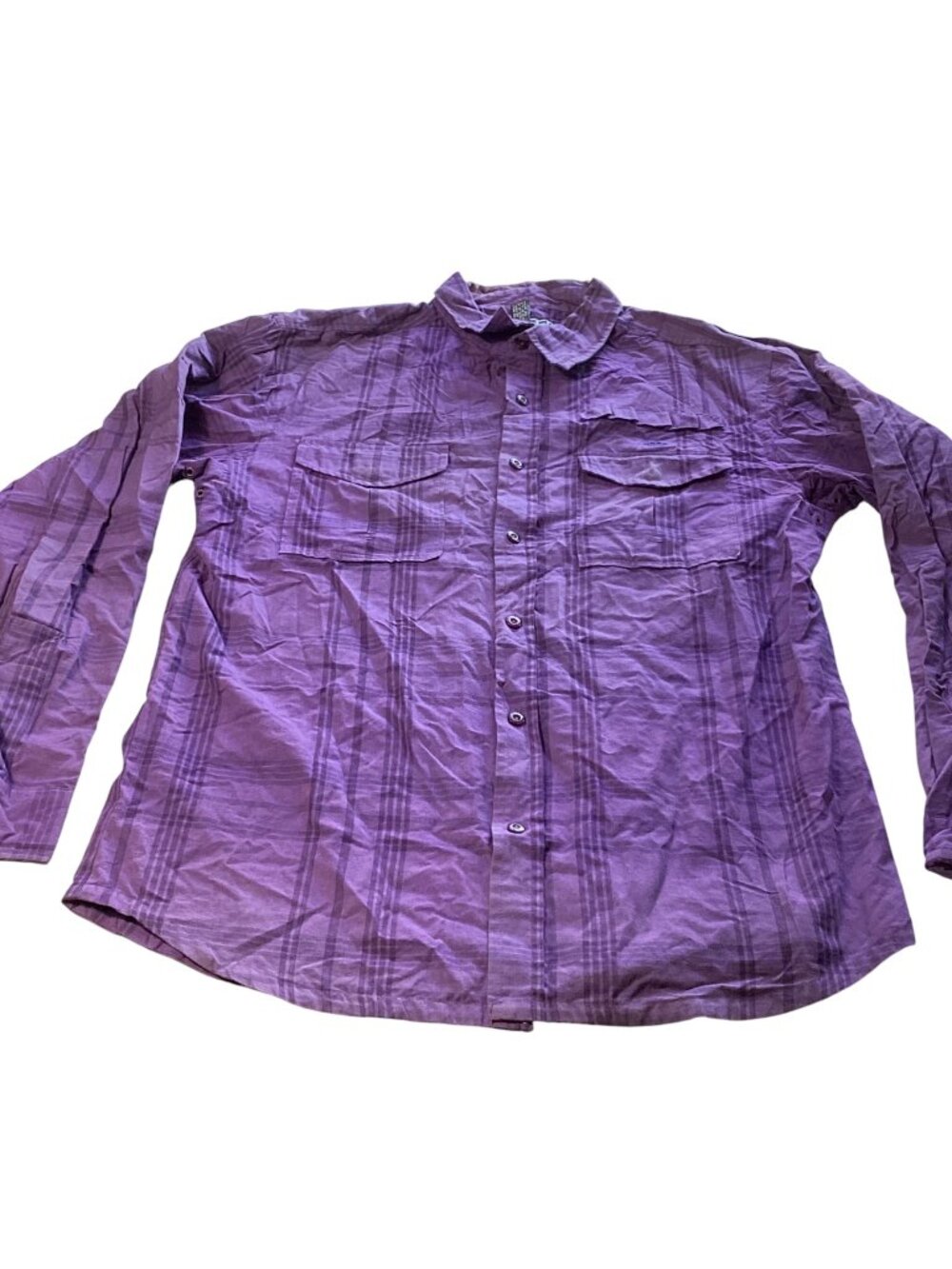 10.Deep: Men's Long Sleeve Purple Plaid Western Style Shirt, Size Large